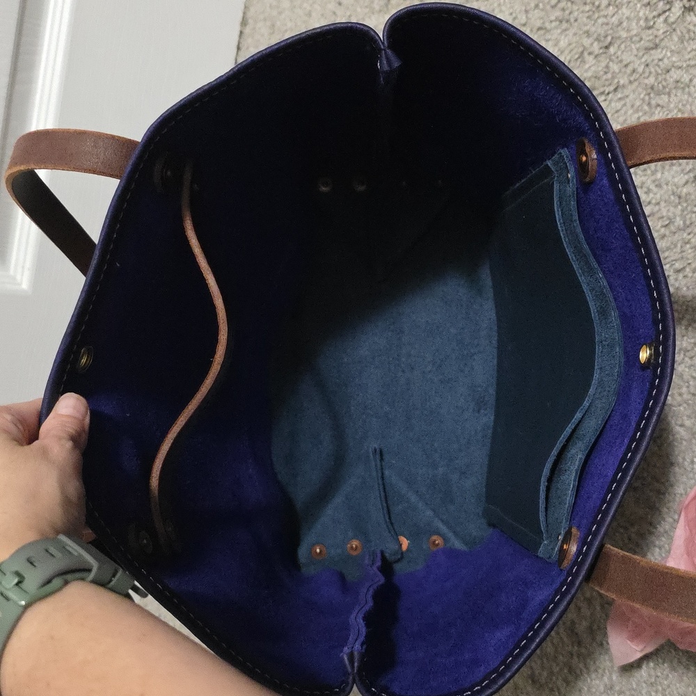 KMM & Co Colorblock Panel Tote Shoulder Bag Purple Violet Blue Cypress - Picture 10 of 11